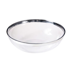 Round Clear Serving Bowl With Silver Rim