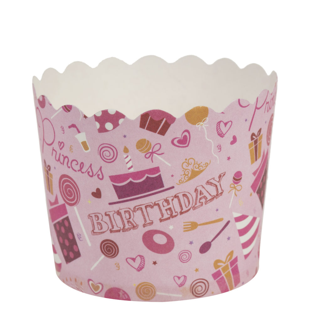 Scalloped pink birthday Small Baking Cups (20 Count)