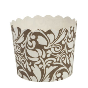 Scalloped Gold/White Design Baking Cups