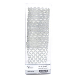 Alternative view of Scalloped White/Silver Baking Cup