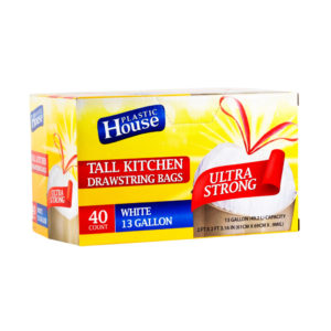 13Gal Drawstring White Bags 40 Count