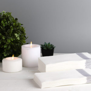 Alternative view of Cloth-Like Dinner Napkins Silver Border