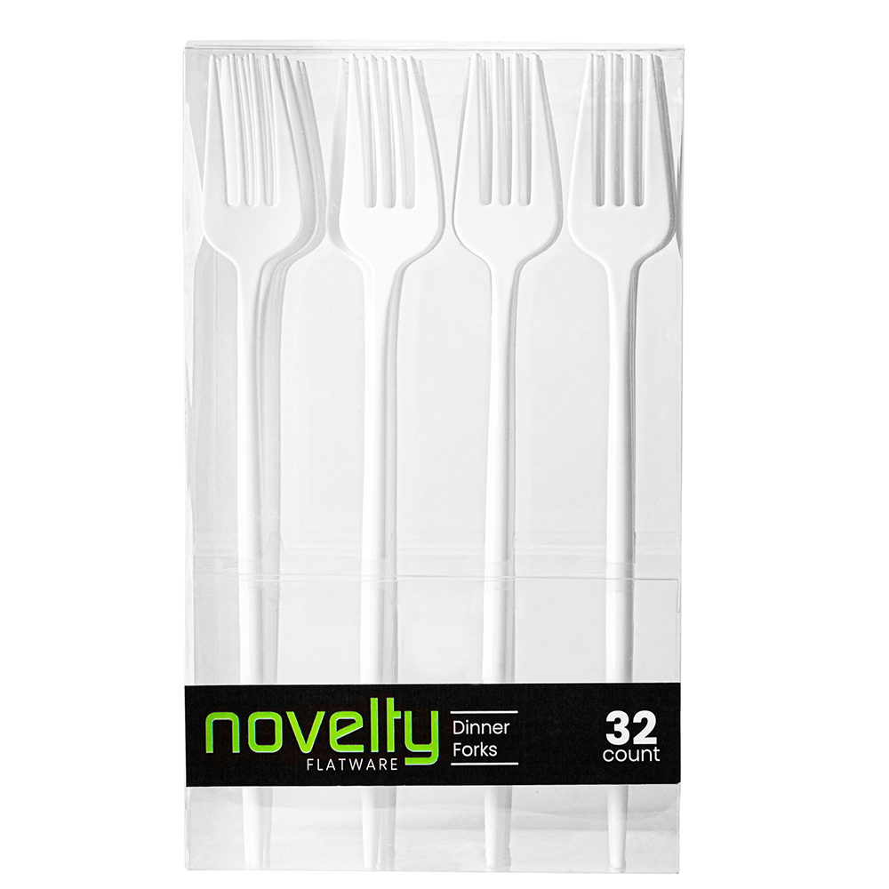 NOVELTY FLATWARE DINNER FORKS WHITE 12/32CT