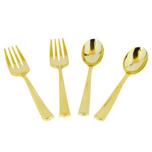 Gold Serving 2 Spoons and 2 Forks 36/4CT