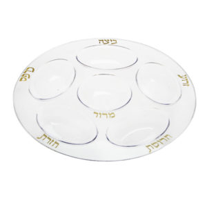 Seder Plate Clear/ Gold