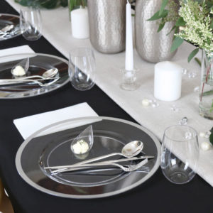 Alternative view of Silver Rim Chargers 13"