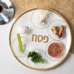 Alternative view of Seder Plate 14" Organic - White Gold