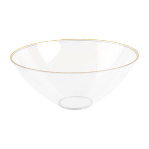 Organic Salad Bowl Clear/Gold Rim