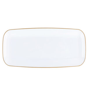 Organic White Gold Rim Tray Rectangle 10.6"