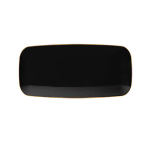 Organic Black Gold Rim Tray Rectangle 10.6"