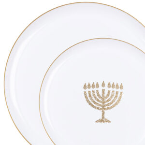 Chanukah Glitter Plates Collection White