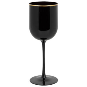 Wine Glasses Black Gold Rim