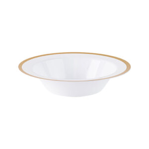 Contrast Soup Bowls 12oz White Gold Rim