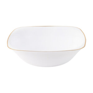 Organic Square Bowls 16oz White with Gold Rim