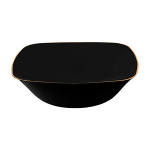 Organic Square Bowls 16oz Black with Gold Rim