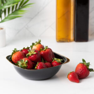 Alternative view of Organic Square Bowls 16oz Black with Gold Rim