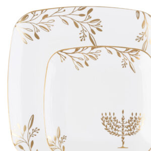Chanukah Square White/Gold