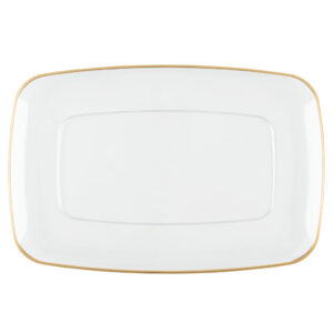 Organic Rectangle Trays Clear/Gold Rim