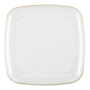 Organic Square Tray 12" Clear/ Gold Rim