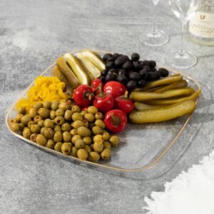 Alternative view of Organic Square Tray 12" Clear/ Gold Rim