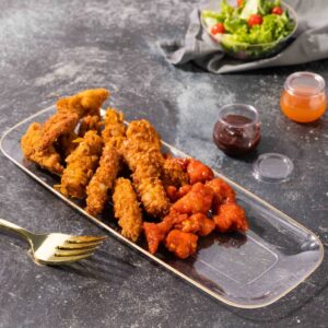 Alternative view of Organic Tray 17.5" Rectangle Clear/ Gold Rim