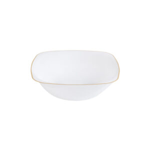 Organic Square Bowls 6oz White with Gold Rim