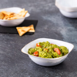 Alternative view of Organic Square Bowls 6oz White with Gold Rim