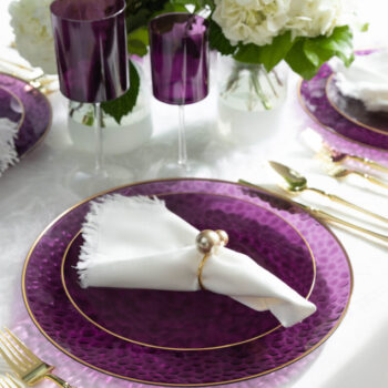 Alternative view of Organic Hammered Purple Gold Rim Collection