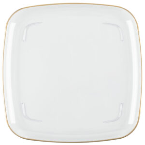 Organic Square Tray 14" Clear/ Gold Rim