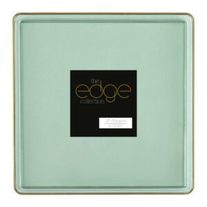 Square Edge 13" Chargers Green Transparent/Gold Rim