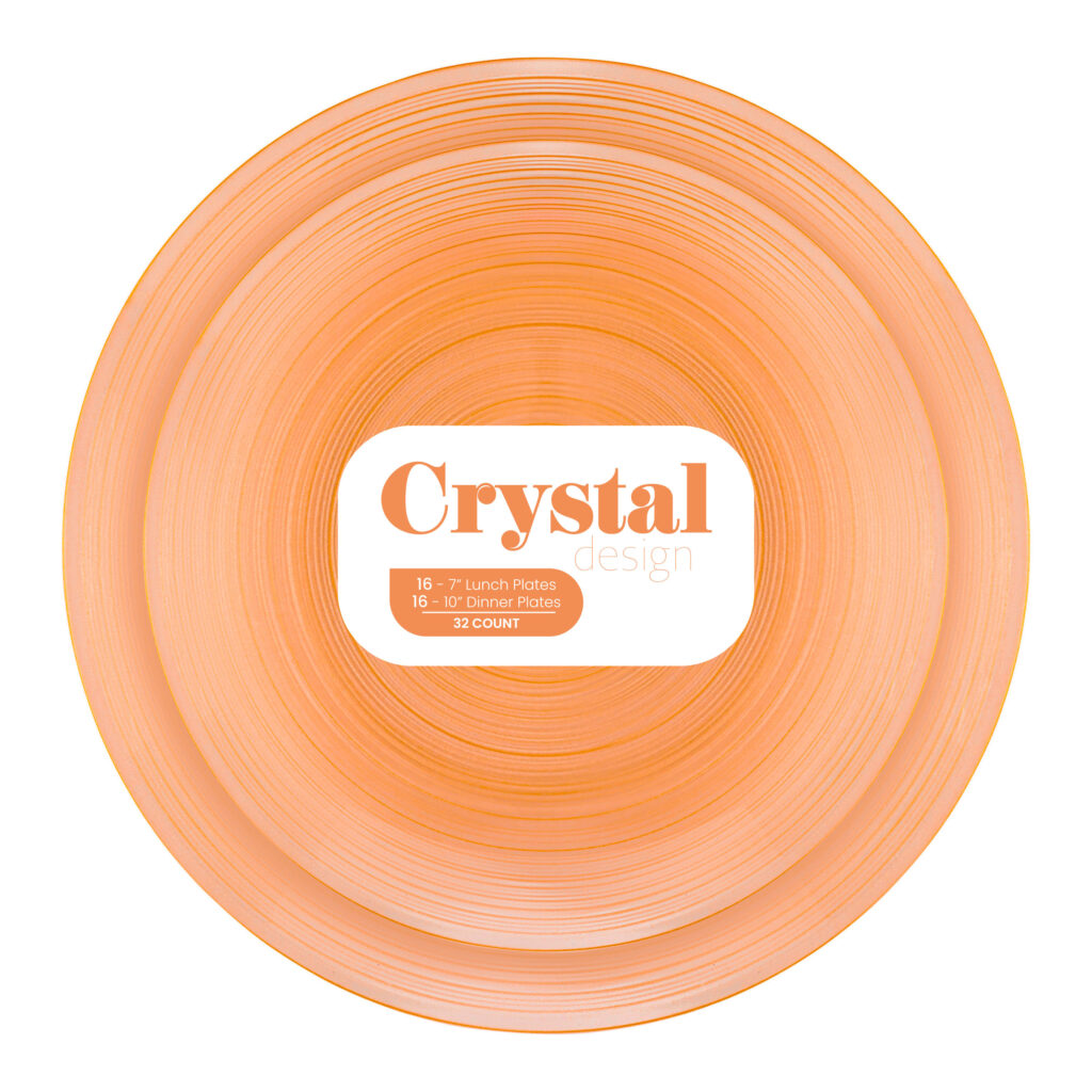 Crystal Design Combo Plates (7" & 10") Peach Transparent
