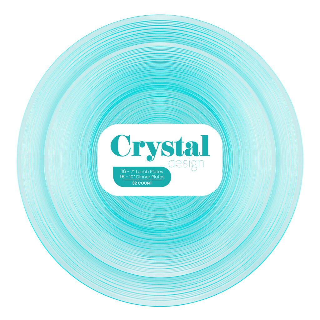 Crystal Design Combo Plates 7" & 10" Aqua Transparent