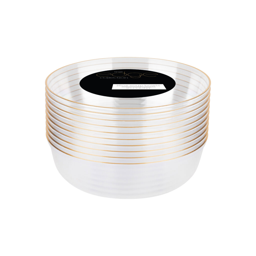 Edge Bowls 16oz Clear with Gold Rim - Image 3