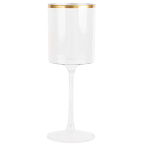 Square Wine Glass 14oz Clear/Gold Rim