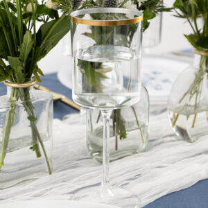 Alternative view of Square Wine Glass 14oz Clear/Gold Rim