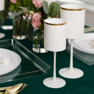 Alternative view of Square Wine Glass 14oz White/Gold Rim