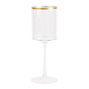 Square Wine Glass 9oz Clear/Gold Rim