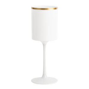 Square Wine Glass 9oz White/Gold Rim