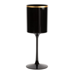 Square Wine Glass 9oz Black/Gold Rim