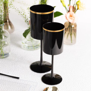 Alternative view of Square Wine Glass 9oz Black/Gold Rim
