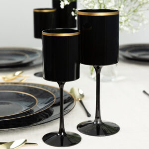 Alternative view of Square Wine Glass 14oz Black/Gold Rim