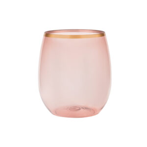 Stemless Goblets 12 oz Rose Gold Rim