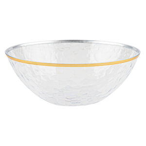 Hammered Salad Bowl Clear/Gold Rim