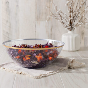 Alternative view of Hammered Salad Bowl Clear/Gold Rim