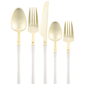 Ribbed Flatware Pearl/Gold