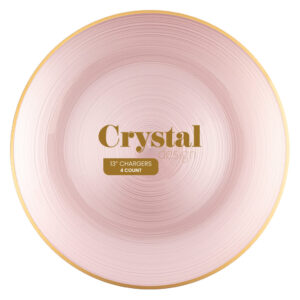 Chargers 13" Crystal Pearl Pink/Gold Rim