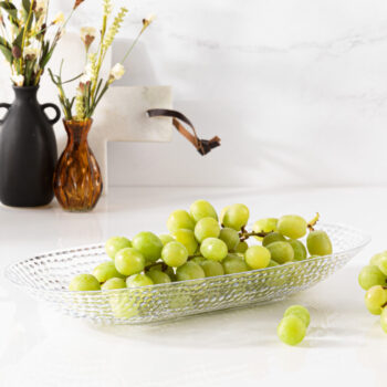 Alternative view of Long Hammered Bowl 15.75" Clear