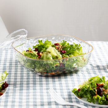 Alternative view of Hammered Square Bowl Clear/Gold Rim 96oz