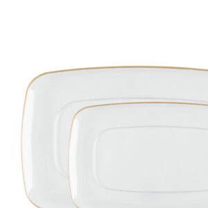 Organic Rectangle Clear/Gold Rim