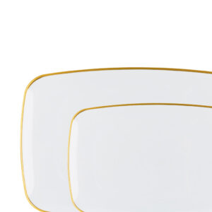 Organic Rectangle White/Gold Rim